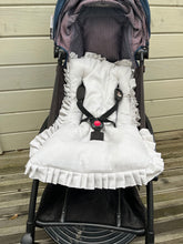 Charger l'image dans la galerie, Matelas poussette réversible personnalisé pailleté argent avec fronce