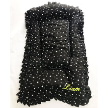 Charger l'image dans la galerie, Matelas poussette réversible personnalisé Stars noir avec fronce