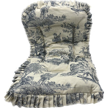 Charger l'image dans la galerie, Matelas poussette réversible personnalisé Toile de jouy marine avec fronce