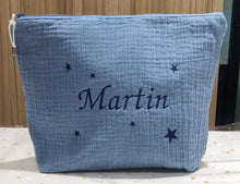 Charger l'image dans la galerie, Trousse de toilette personnalisée Double gaze bleu jean