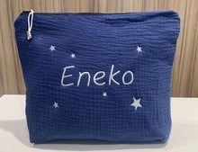 Charger l'image dans la galerie, Trousse de toilette personnalisée Double gaze bleu marine