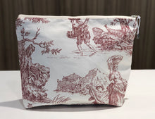 Charger l'image dans la galerie, Trousse de toilette personnalisée Toile de jouy bordeaux
