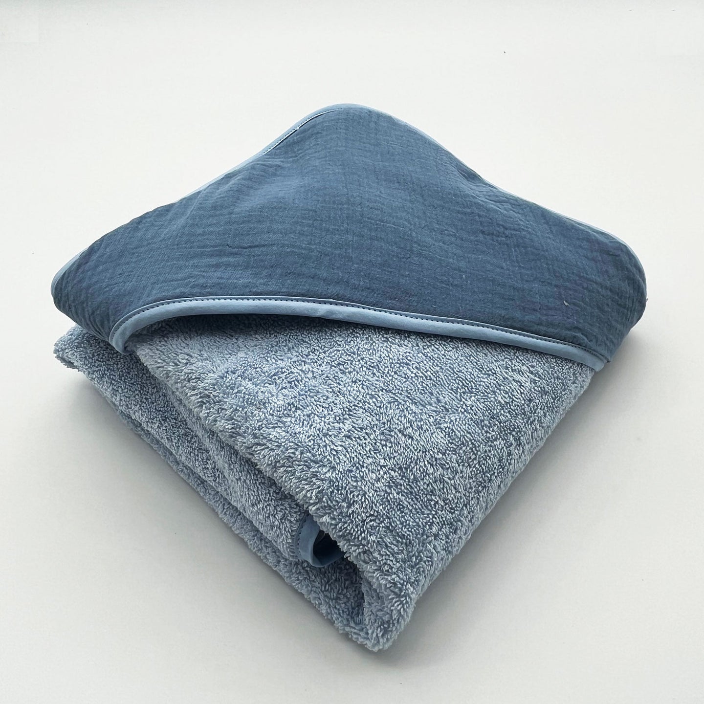 Cape de bain personnalisée Double gaze bleu jean