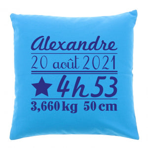 Coussin naissance 40x40 personnalisé