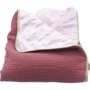 Couverture bébé personnalisée double gaze Blush biais doré