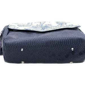 Sac à langer personnalisé Toile de jouy marine croco marine