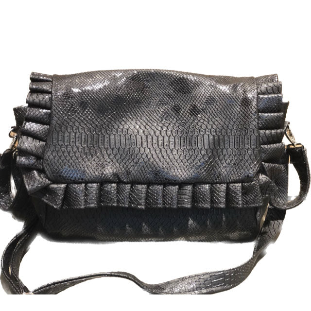 Sac à langer personnalisé Full croco noir fronce