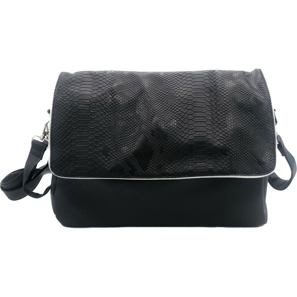 Sac à langer personnalisé Croco noir & simili