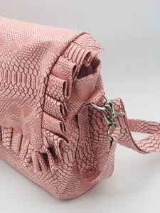 Sac à langer personnalisé Full croco rose fronce