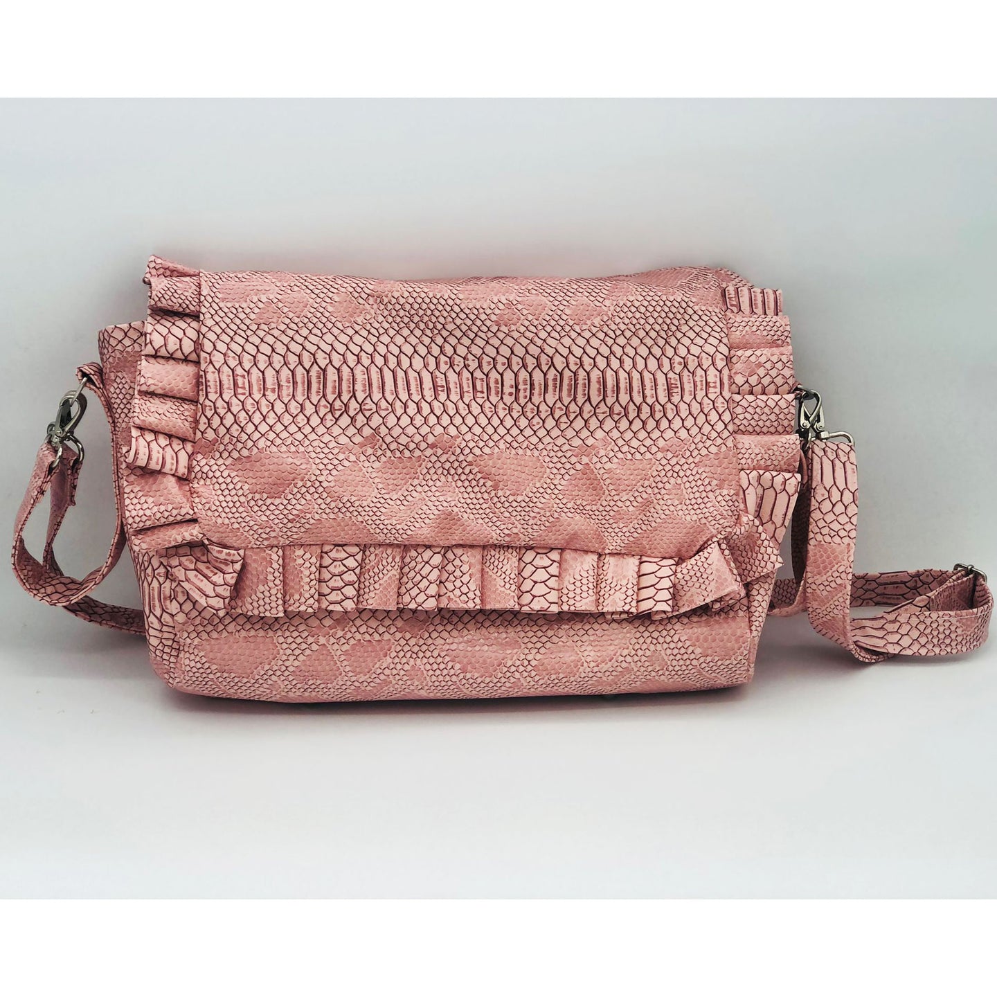 Sac à langer personnalisé Full croco rose fronce