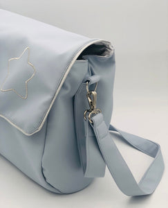 Sac à langer personnalisé Simili cuir bleu ciel