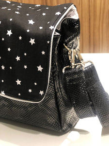 Sac à langer personnalisé Stars croco noir