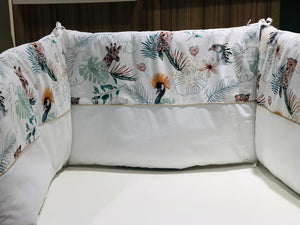 Tour de lit bébé Jungle percale de coton blanche